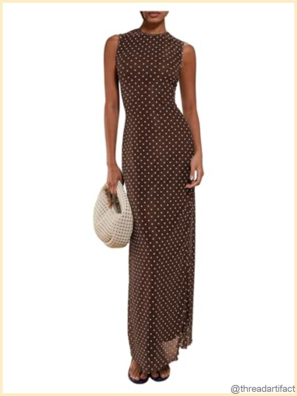 Milumia Mesh Polka Dots Maxi Tank Dress Cocktail Party